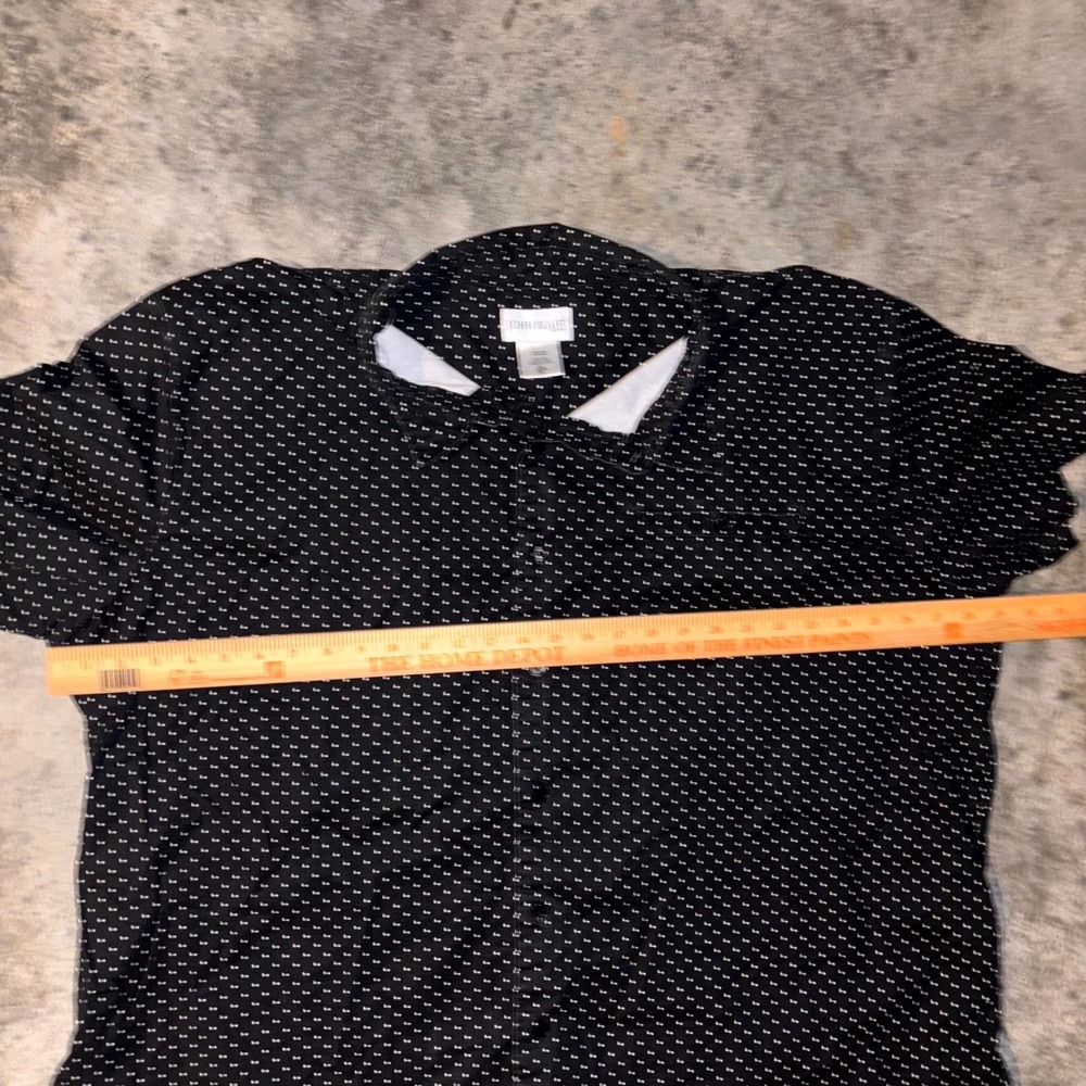 John Blair Shirt Mens 3XL Black Polka Dot Cotton Stretch Short Sleeve Button Up - Picture 5 of 8